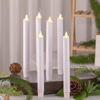 Set of 6 Luminara Flameless Battery Taper Candles Remote Moving Wick 8'' 