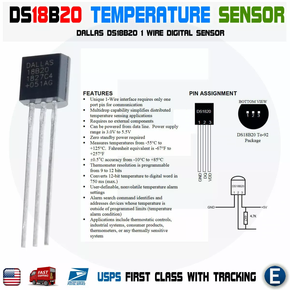 DS18B20 1-wire Temp Sensor