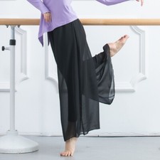 Women Chiffon Wide Leg Pants Trouser Mesh High Waist Yoga Dance Boho Casual