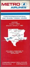 Metro Airlines system timetable 1/1/83 [9032] Buy 4+ save 25%