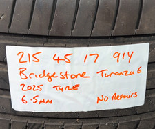 215/45/17 91Y Bridgestone Turanza 6, 2025 Tyre, 6.5mm, No Repairs