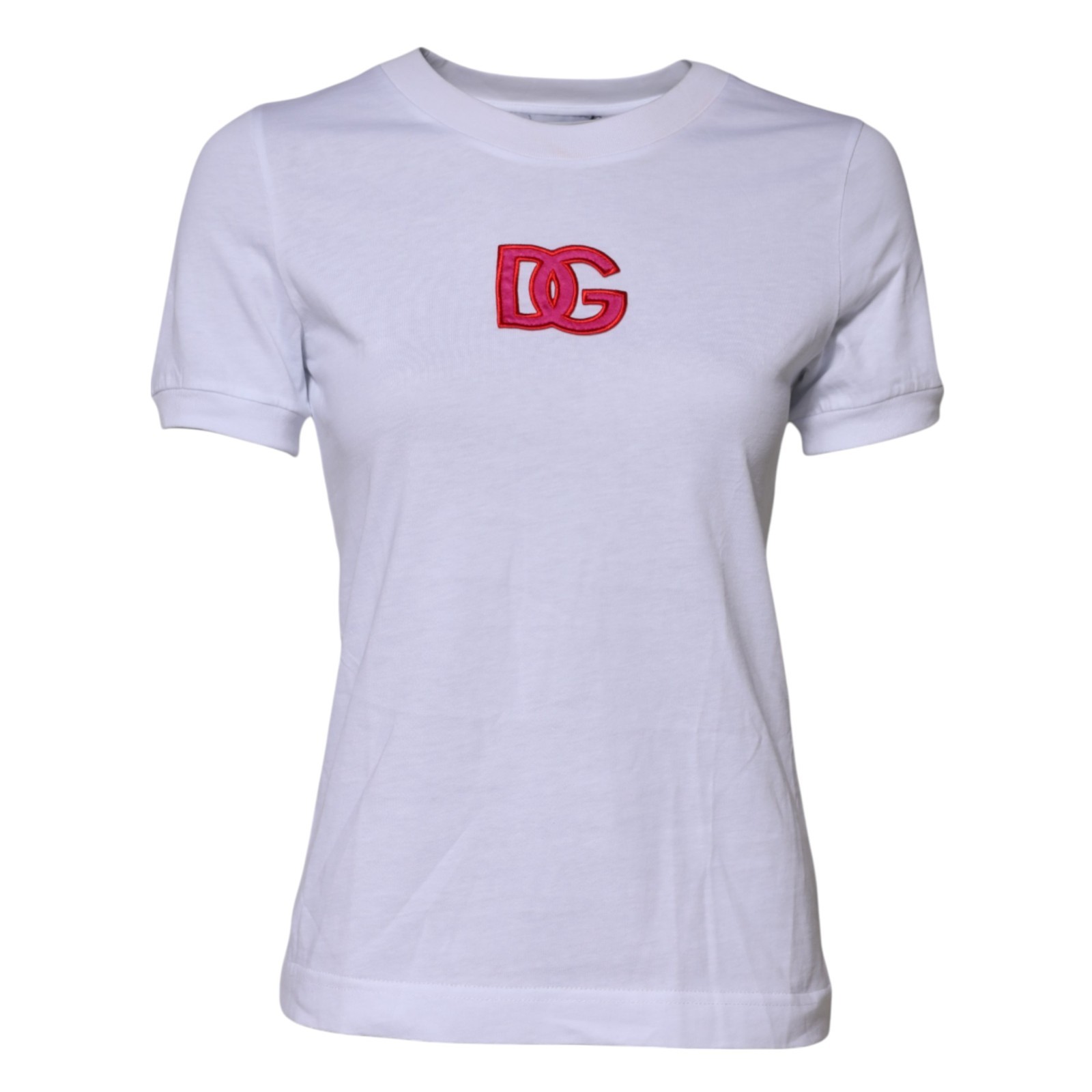 DOLCE & GABBANA T-shirt White Cotton DG Logo Embroidery Top IT38/US4/XS 600usd