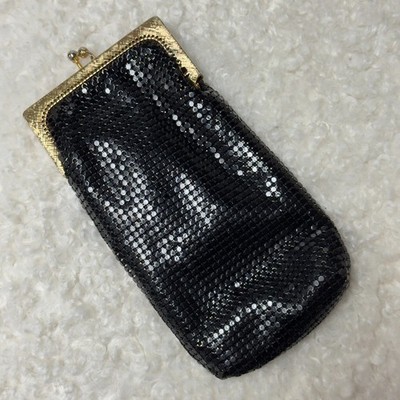 Whiting & Davis Black Mesh Metal Prom Cigarette Stash Case Clutch Sunglass  Purse