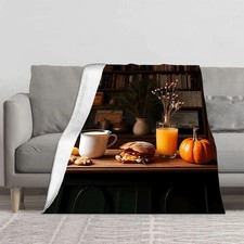 Durable Soft  Warm Flannel Blanket - Cozy Autumn-Inspired Design for Sofa