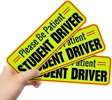 Student Driver Magnetic Car Signs Set of 3, 10 Inch Reflective Safety Magnets fo