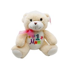 DanDee Plush Brown Teddy Bear Belly Embroidered " 1 Mom" Stuffed