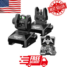 Fiber Optic Iron Sights for Picatinny Rail  Flip up Front and Rear Backup Sight