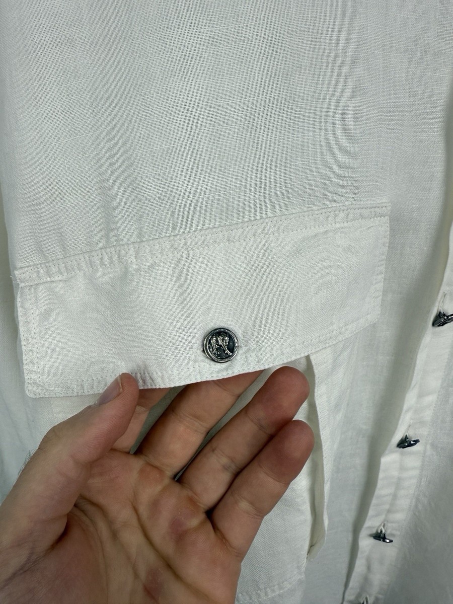 🇮🇹 Vintage 90s Gianni Versace Versus Linen Shirt Made Italy Size