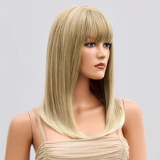 Ash blonde Cosplay Wig With Fringe Short Straight Synthetic Hair Heat Resistant