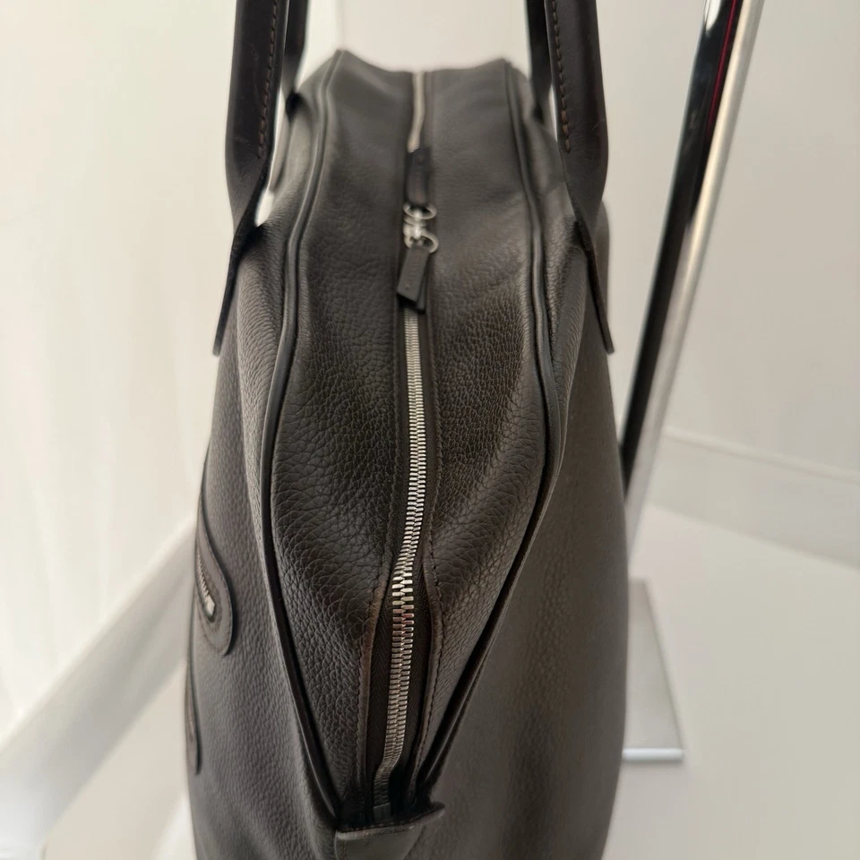 Longchamp 大号棕色皮革拼接托特包挎包手提包 — 第 4/4 张图片