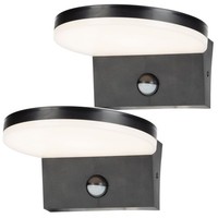 Wandlampe AußEnleuchte Gartenlampe Bewegungsmelder Schwarz / 9W / IP54 / 900Lm