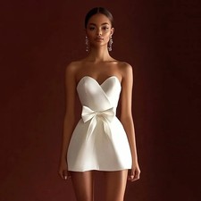 Sexy Mini Bow Applique Wedding Dresses Sweetheart Back zipper Wedding Gowns 