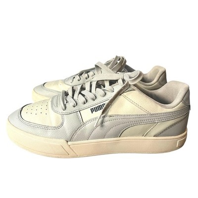 Puma Men s Leather Sneakers Gray White Size 10.5 Casual Low Top Shoes