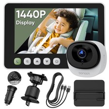 5" 1440P Baby Car Camera - 360 Degree Rotating Wide View Backseat Rear Facing...