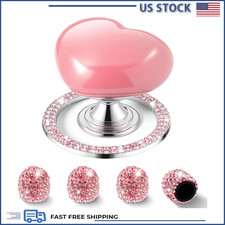 Push Start Button Cover Ceramic Heart and Bling Crystal Ring, 4-Pack Color: Pink