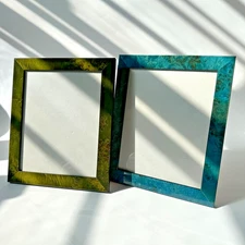 Set of 2 Tizo 8x10" Blue Green Burl Wood Matching Photo Picture Frames Italy