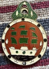 Greek Spring Clip Cloisonn� Style Enamel on Brass. At Least 40 Years Old