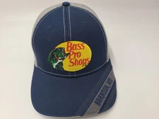 Bass Pro Shops Branson Missouri Mesh Trucker Snapback Hat Cap Fish Men Blue Gray