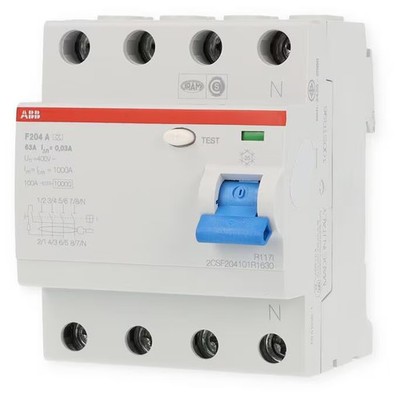 ABB F204A-63/0,03 FI-Schalter, 63A/0,03mA, 4-Polig (2CSF204101R1630)