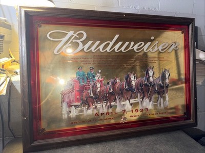 06  Budweiser 35 x24  Mirror ( Here s  To The 21st Amendment 1933 )  Clydesdale