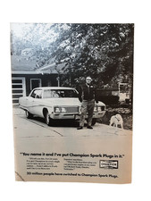 1972 Champion Spark Plugs Buick Electra Man and His Dog Original Print Ad