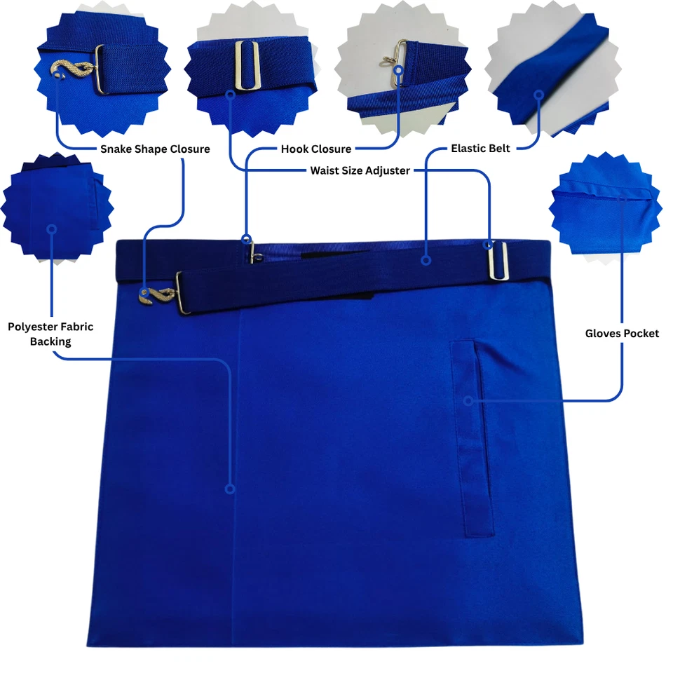 Masonic Regalia Blue Lodge Treasurer Faux Leather Apron Set Embroidered - Image 3 of 4