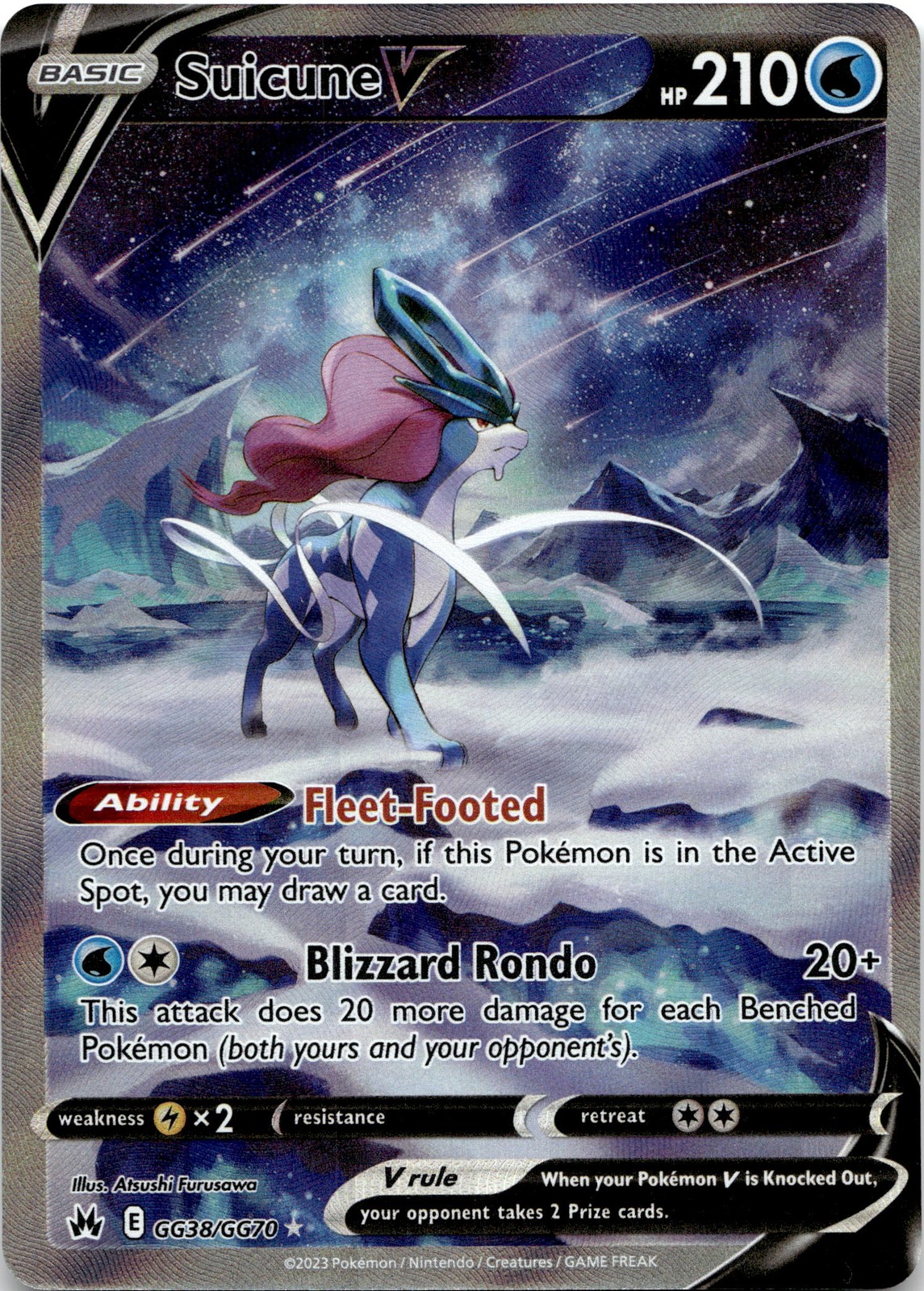 Suicune V Ultra Rare Crown Zenith: Galarian Gallery GG38/GG70 NM