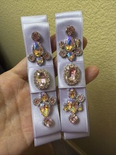 Crocs Shoe Charms Jibbitz Hand Made Rhinestone Bow Design Light Purple