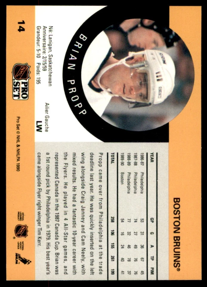 1990-91 Pro Set Brian Propp #14 - Image 2 of 2