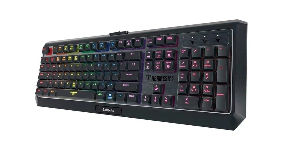 GAMDIAS Hermes P3 RGB Gaming Keyboard Low Profile Mechanical Switch with blue... - Image 2 of 4