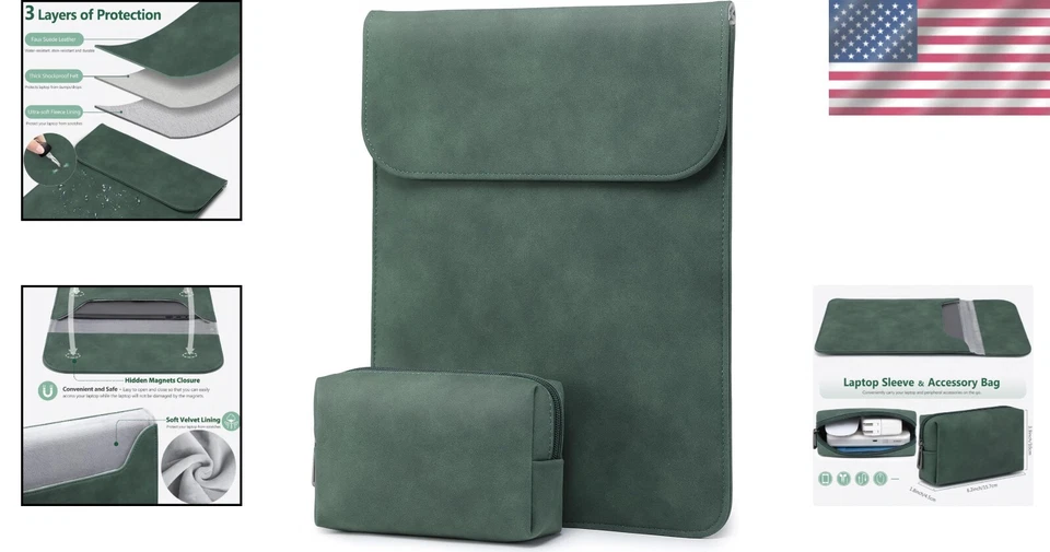 Midnight Green 15-Inch Laptop Sleeve - Fits MacBook Air & Pro, Stylish Protec... - Image 2 of 4