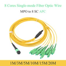 Single Mode 8-Core MPO/PC to 8SC/APC Fiber Optic Patch Cable 1M-20M SM Jumpers