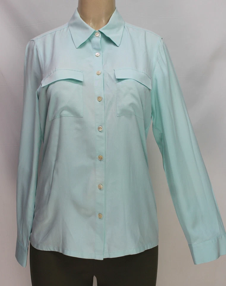Tommy Bahama Women's Button-Up Shirt Long Sleeve 100% Silk Green Size S [4-6] - Изображение 4 из 4