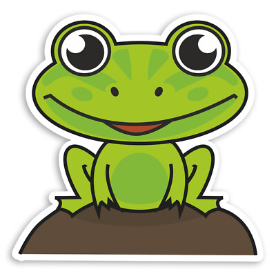 2 x 10cm Green Frog Vinyl Stickers - Kids Cartoon Cute Laptop Sticker ...