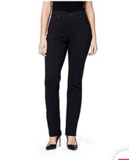 Gloria Vanderbilt Womens Amanda Black Denim Straight-Leg Jeans Size 18W Casual