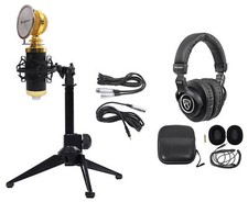 Rockville PC Gaming Streaming Twitch Bundle w/RCM02 Microphone Headphones Tripod