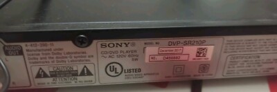 Sony DVP-SR210P DVD Player.Tested. No  Remote 