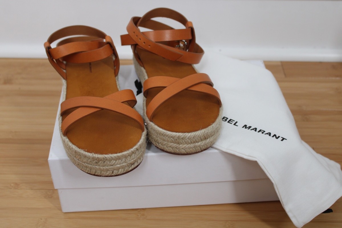 NIB Isabel Marant 37 7 Melyz Leather Ankle Strap Platform