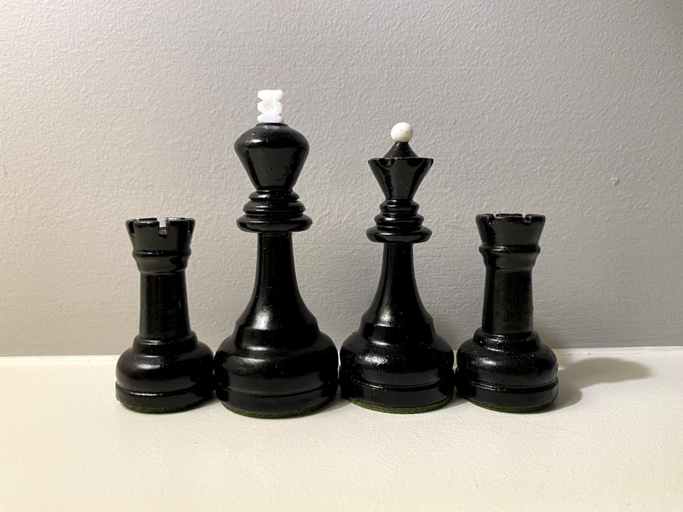 Juego de ajedrez de madera soviético Botvinnik-Flohr c.1950 Foto 4 de 4