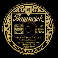 LIONEL HAMPTON & HIS QUARTET Hamp's Salty Blues / Chord-A-Re-Bop 78rpm X3174
