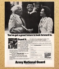 Army National Guard College Education Graduation- Vtg Print Ad Ephemera Art 1985
