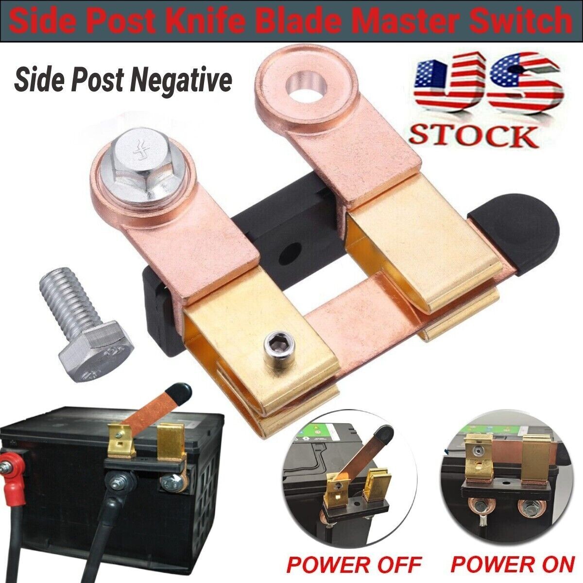 Heavy Duty Car Battery Disconnect Shut Off Knife Blade Side Post Switch