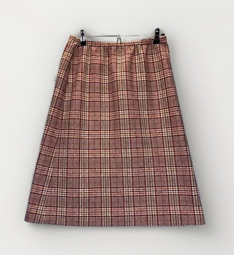 Vintage Plaid Skirt M/L Midi A-Line Brown Dark Academia Preppy Office Schoolgirl