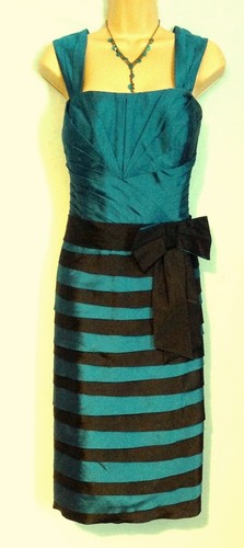 VENI INFANTINO (16/18) Teal, Black Cocktail Dress & Bolero Jacket/ Wedding/Races - Picture 6 of 11