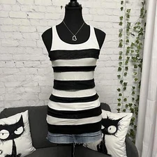 Vintage Y2K Smartset mesh striped fitted tank top size xs indiesleaze 