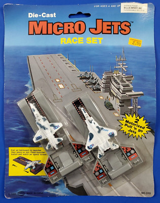 1988 SOMA Micro Jets Die Cast Motorized Pull n Go Race Toy Set New Sealed