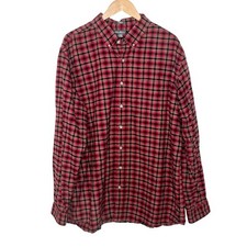 Eddie Bauer Relaxed Fit Plaid Flannel Shirt Red Black Mens TXL Tall Button Down