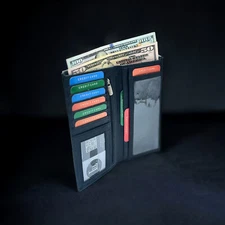 New Genuine Leather Checkbook Cover with Credit Card and ID Holder wallet Black