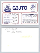 Ham Radio QSL QSO Postcard G3JTO, Nottingham, England, UK