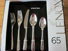 Lenox Stratton 65 PC Flatware Set Service For 12 Stainless Steel 18/10 Gift NEW